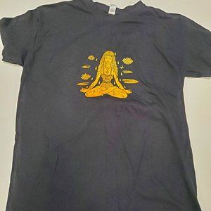 Women's August girl shirt large distressed faded casual soul fire heart mouth